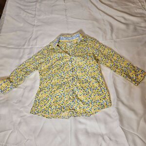 Foxcroft Monet Floral Button down 8 shaped yellow and blue
